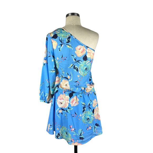 YUMI KIM Sky Blue Garden Dress Floral One Shoulder Mini Style Large NWT - Picture 3 of 7